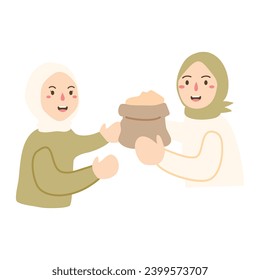 illustration of giving zakat to people