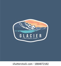 Illustration of Glacier National Park Emblem patch logo on dark background