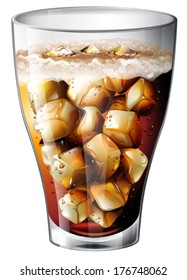 Illustration of a glass of an alcoholic mixed drink on a white background