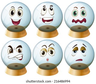 Illustration of glass balls with expressions