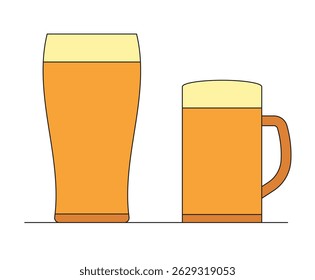 Illustration glass beer flat 2d unique design