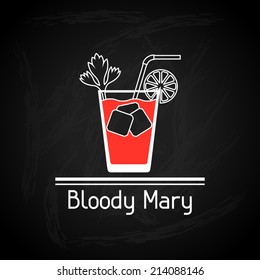 Illustration with glass of bloody Mary for menu cover.