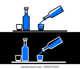 Illustration of a glass bottle filled with refreshing water, reusabel with modern design, perfect for health and hydration themes