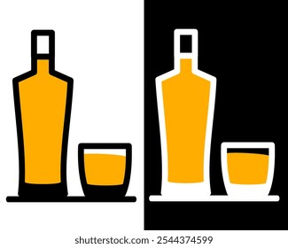 Ilustración de una botella de vidrio llena de agua refrescante, reutilizable con diseño moderno, perfecto para temas de salud e hidratación