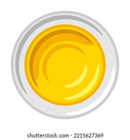 Illustration of glass bowl with sunflower oil. Image for culinary and agriculture.