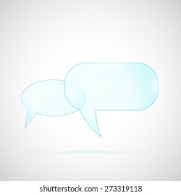 Illustration of glass chat bubbles isolated on a white background.