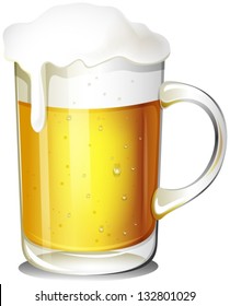 Illustration of a glass of cold beer on a white background