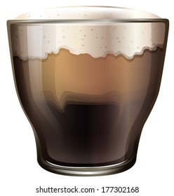 Illustration of a glass of cold coffee on a white background