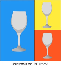 an illustration of a glass cup with a blue, yellow and red background