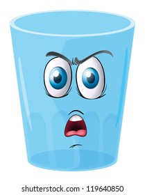 illustration of a glass with face on a white background