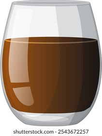 Illustration of a glass filled with chocolate drink