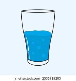 Illustration of Glass Filled with Mineral Water Drink