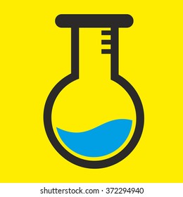 illustration of a glass flask on yellow background