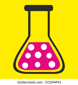 illustration of a glass flask on yellow background