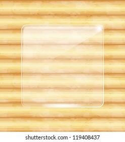 Illustration glass fragile framework, wooden texture - vector