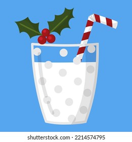 Illustration of a glass of hot milk with cinnamon and honey, Christmas drink