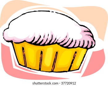 Illustration of glass with ice cream and sweet food