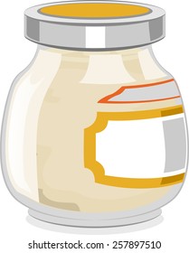 Illustration of a Glass Jar Full of Mayonnaise