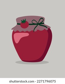 Illustration Glass Jar of Sauce Tomato Ketchup

