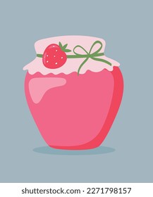  Illustration Glass Jar of Strawberry Jam