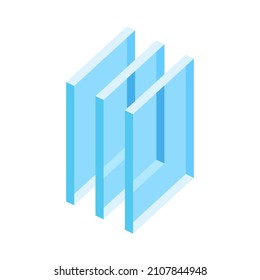 Illustration of glass layers. Cross section double glazed window.