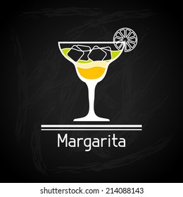 Illustration with glass of margarita for menu cover.