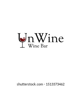 Illustration of a glass mark with wine inside is the letter U logo design.