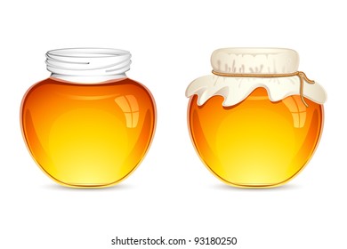 illustration of glass pot full of honey tied with cloth