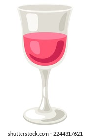 Illustration of glass with red wine. Image for restaurants and bars.
