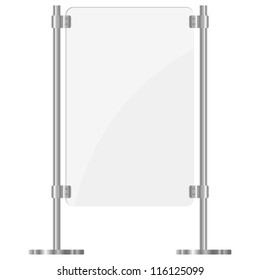 Illustration of a glass screen with metal racks. eps10