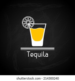 Illustration with glass of tequila for menu cover.