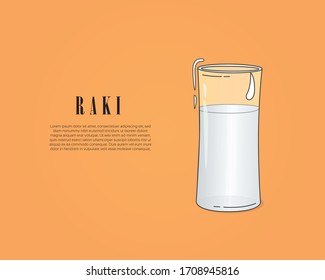 illustration of a glass of turkish alcoholic drink raki with a space for a text about it