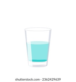 Illustration of glass with water on white background.
