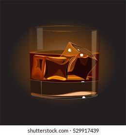 illustration with a glass of whiskey with ice