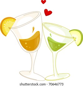 Illustration of Glasses of Cocktail Standing Close to Each Other