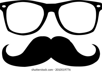 illustration of glasses and mustache on black and white background