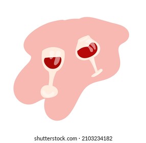 Illustration of glasses with red wine