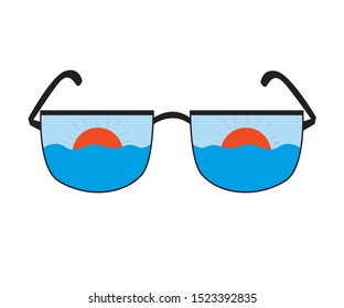 illustration of glasses staring at sunset