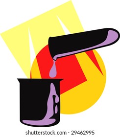 Illustration of a glassware in laboratory in colour background	