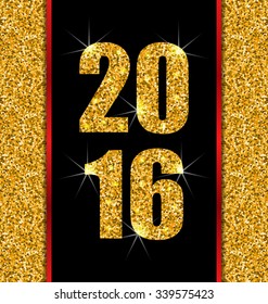 Illustration Glitter Poster with Lights and Twinkle for Happy New Year 2016 - Vector