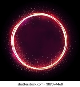 Illustration of glittering star , dust circle ,glow , lights.