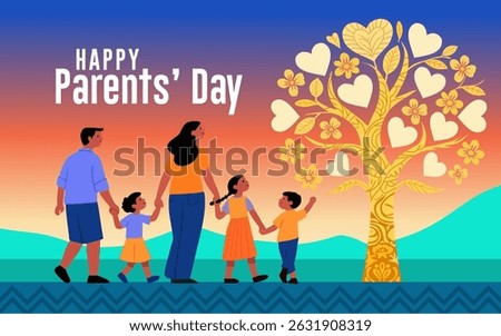 Illustration of Global day of parents or Parent's day. Best for Poster, Banners, campaign and greeting card. vector illustration for a global day of parents with a picture of a family