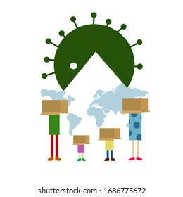 Ilustración del aislamiento global. Prevención de virus