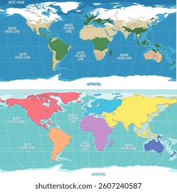 Illustration of global map highlighting ocean gyres