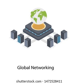 Illustration of global network in isometric vector 