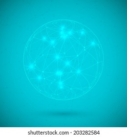 Illustration of Global Network Lines with Dots Connection Vector Background