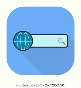Illustration of a Global Search icon. icon related to design elements. suitable for web site, app, user interfaces,element, printable etc. flat icon style. simple vector design editable