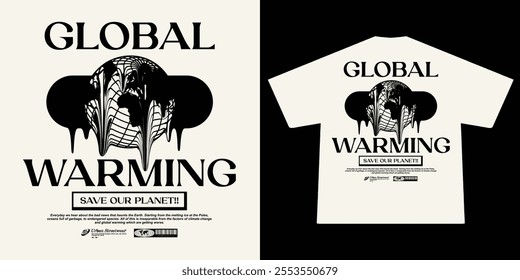 illustration of Global warming Save the eart save the planet t shirt design, vector graphic, typographic poster or tshirts street wear and Urban style	
