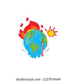 illustration of a global warming vector flat icon