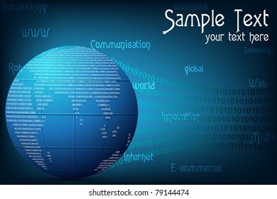illustration of globe of binary number on abstract techno background